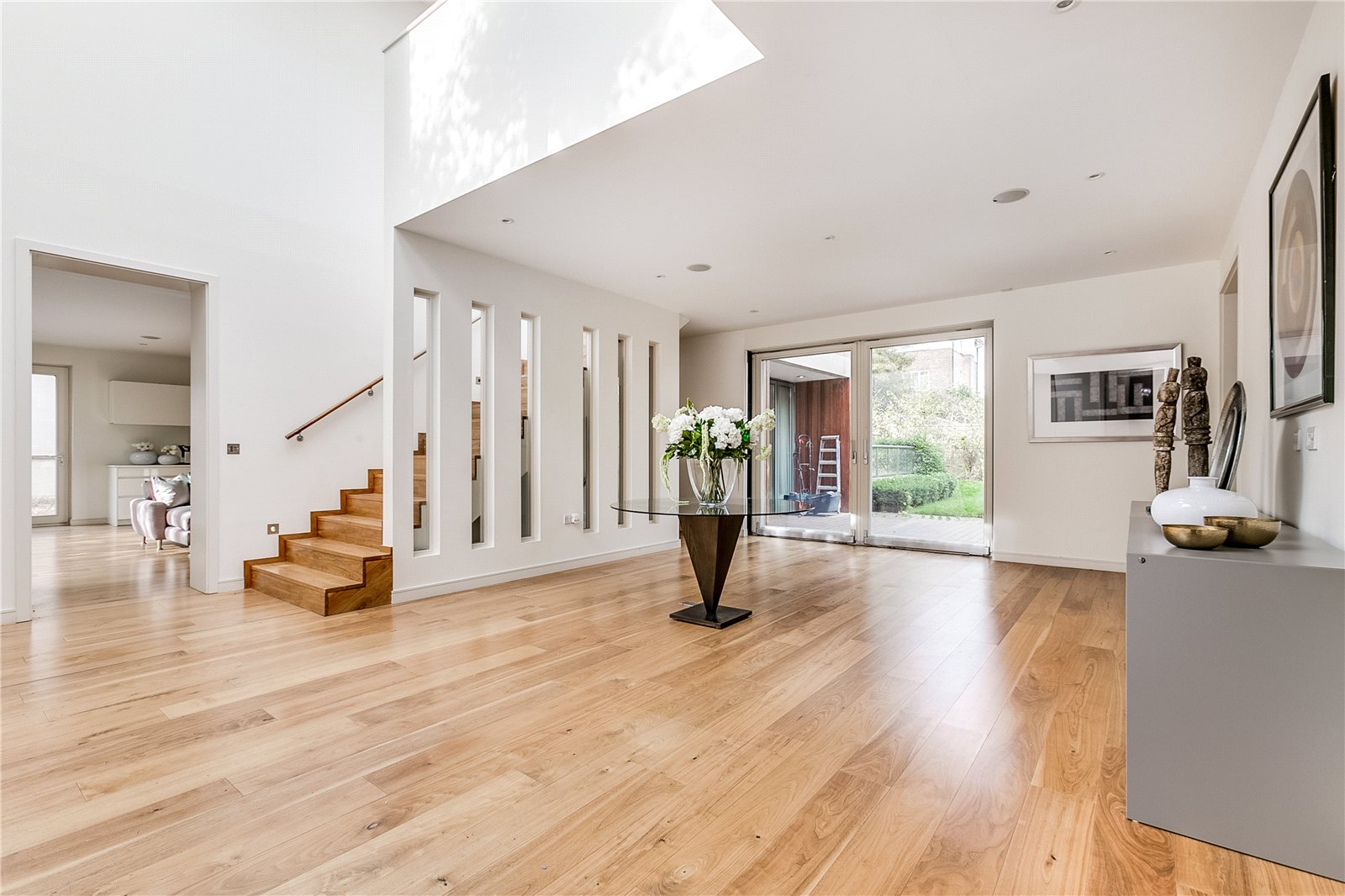 Solid Oak hardwood flooring site-finished with satin polyurethane