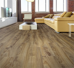 coretec flooring installation-living room-eco-friendly floor-floating floor system-wood-look plank