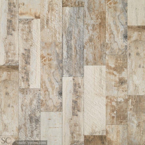 Ceramic vintage wood-look tile flooring