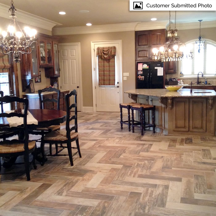 Ceramic tile flooring- Herringbone