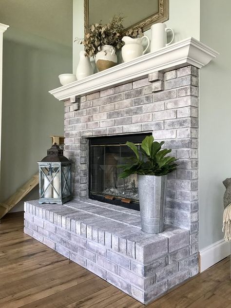 whitewashed fireplace