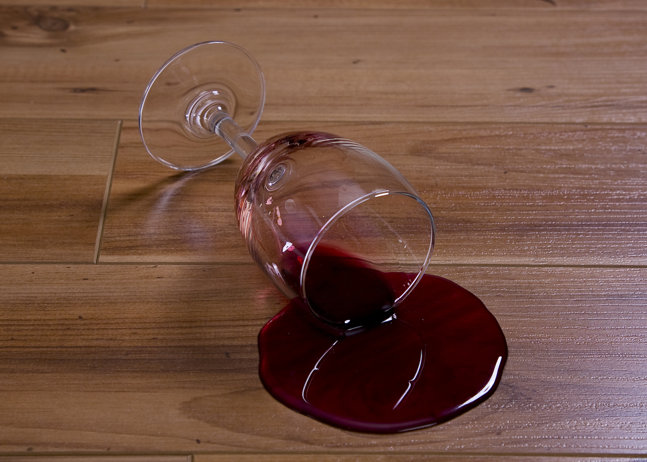 Red Wine Spill on hardwood flooring